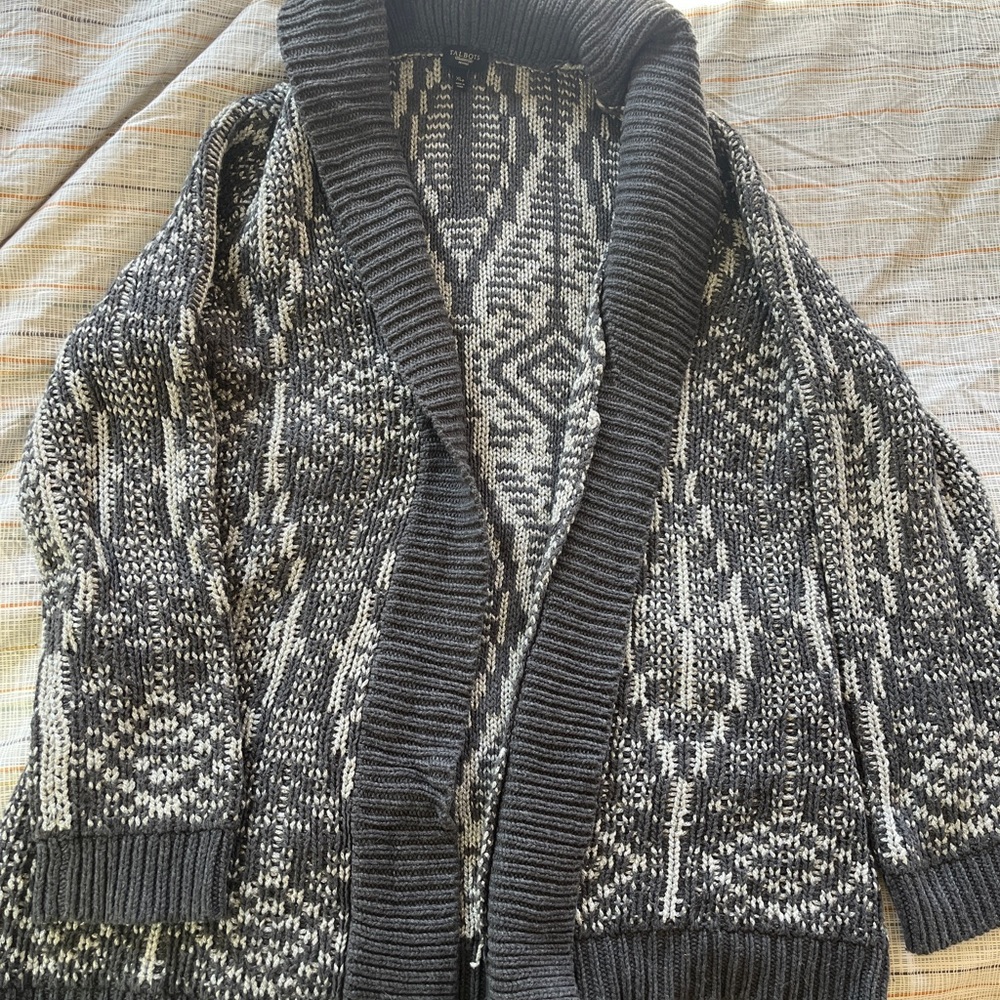 Silver Gray Patterned Cowl Sweater